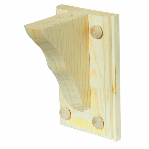 Waddell 4 In. D. x 6 In. H. Natural Wood Shelf Bracket with Backplate 1350/TWB401FSC